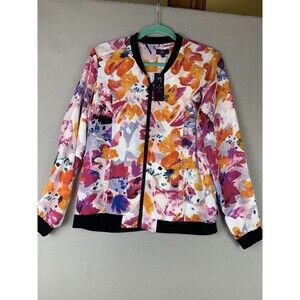 NYDJ Jacket Womans Size M Bold Colorful Tropical Vacation Floral Full Zip Lined